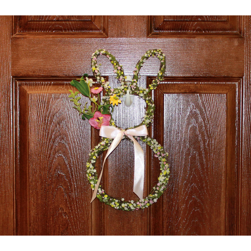 16 "fleurs multicolores de Pâques sur un lapin Twig