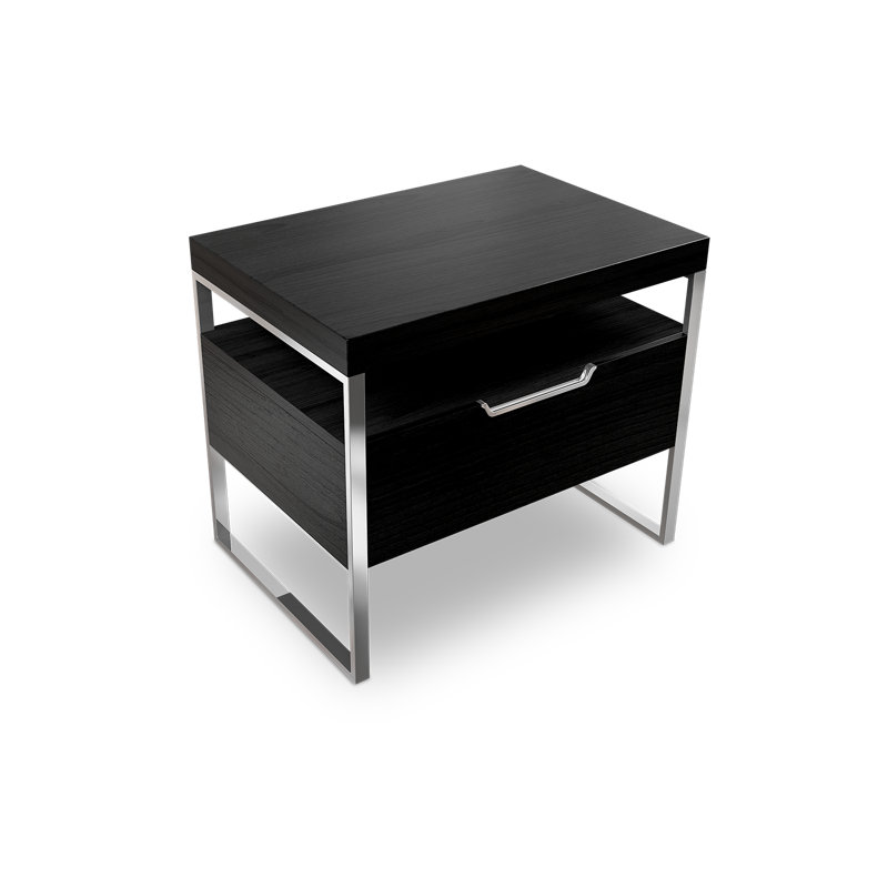 Table de chevet 1 tiroir Sapan, Noir/chrome