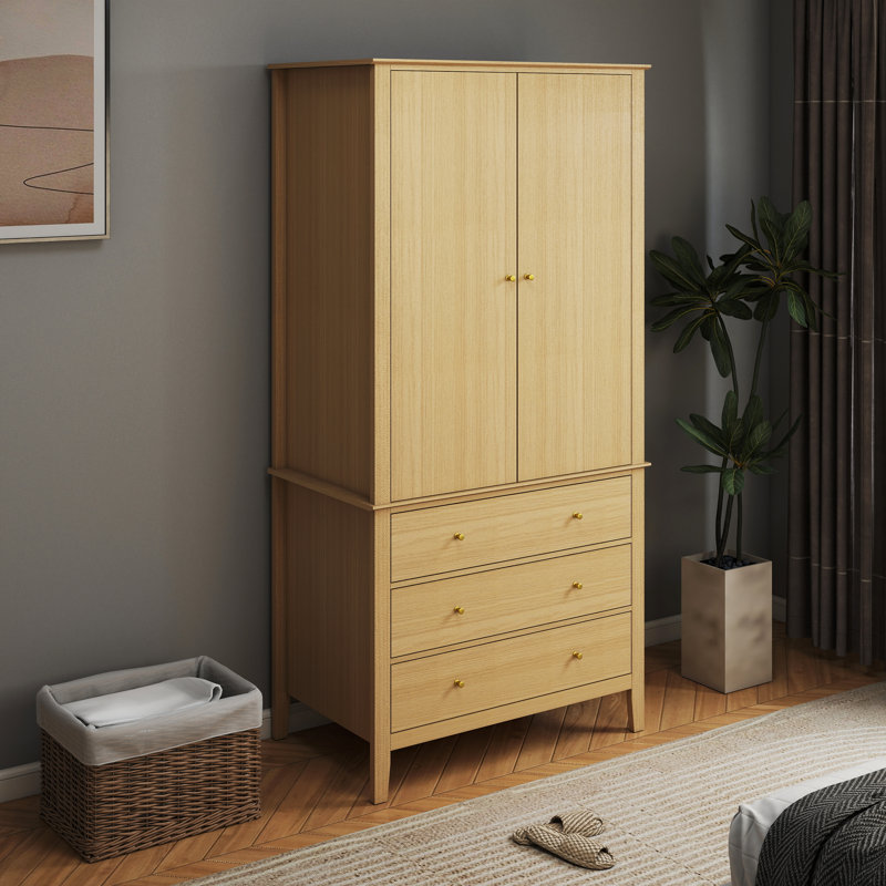Rover 2 Door & 3 Drawer Wardrobe, Oak-Effect Finish, Metal Runners