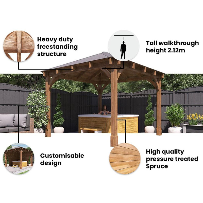 Dunster House Garden Bar Gazebo 3m x 3m Leviathan Heavy Duty Garden Shelter with Log Bar Included