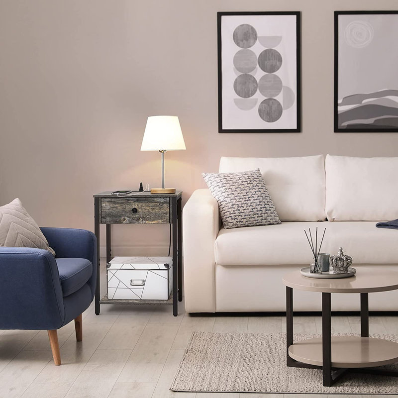 Provenzano 15.75'' W Metal Nightstand, Gray