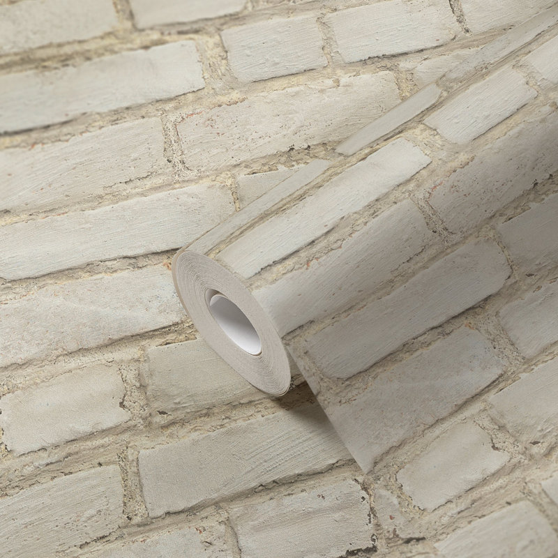 The Bricks and More Coastal Brick Effect Motif 10.05m x 53cm Matte Wallpaper Roll, Beige