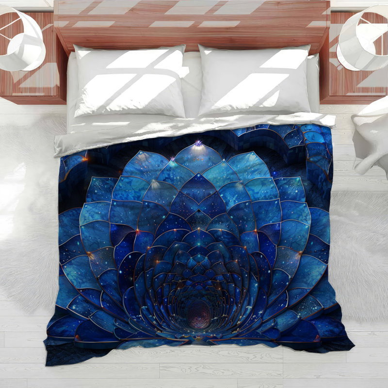 Blue Lotus Abstract Cotton Blend Comforter, Twin Extra Long Comforter