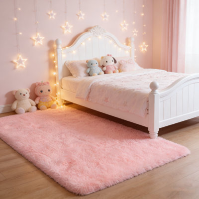 Tapis à poil long de 4 x 6 pi pour salon, tapis antidérapants pour chambre d'enfant, bureau de dortoir, tapis à poil long intérieur moderne
