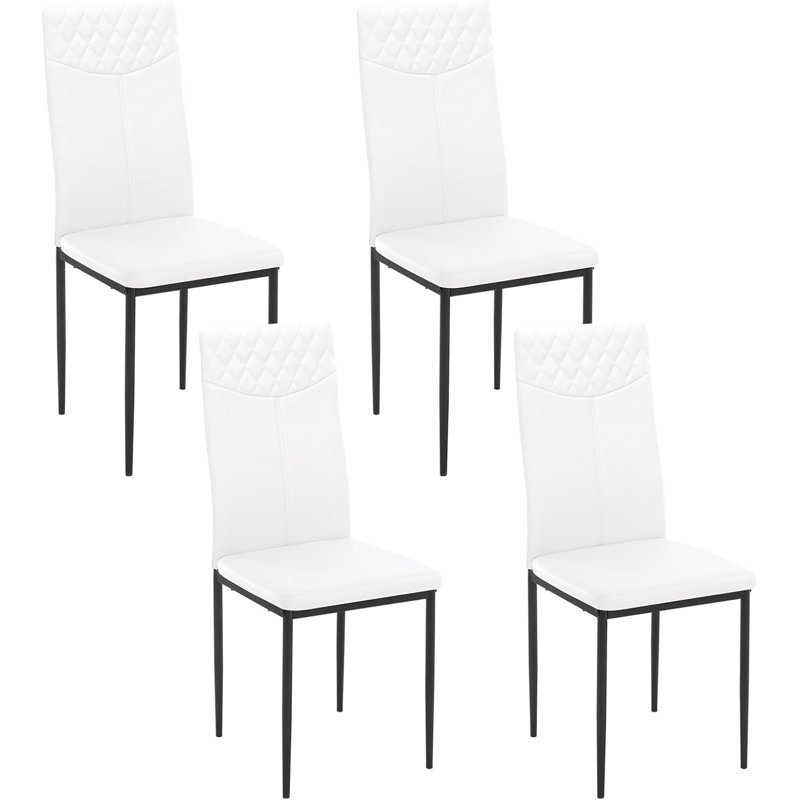 Eisine 47cm H Upholstered Metal Side Chair, White