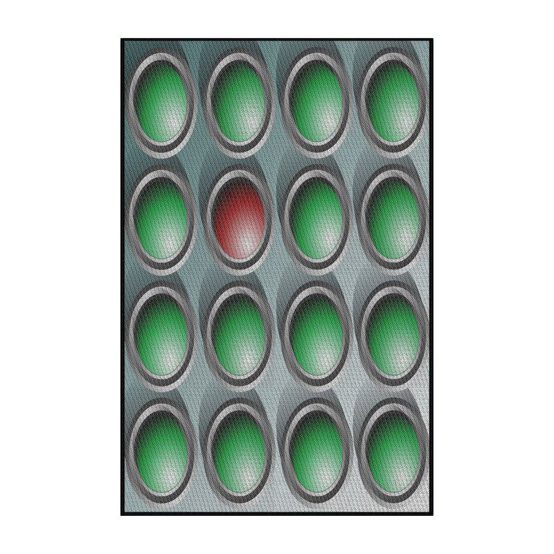 Tapis vert/gris à motifs, Rectangle 2 pi x 5 pi