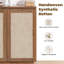 Boho Brown Wood 31.5" Wide Sideboard Buffets Storage Cabinet with Rattan Decorated Door