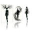 Silhouette abstraite femme arbre, voile de vent, ensemble de 3 impressions sur toile-437607139