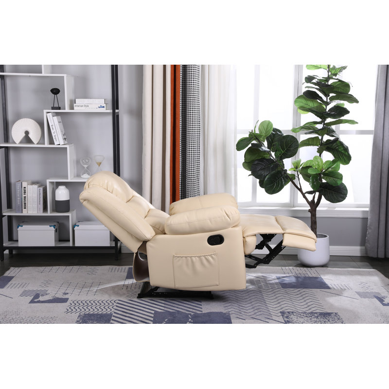 Celado 88.5cm Wide Faux Leather Standard Recliner, Cream Faux Leather
