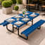 Tables de patio en métal bleu de qualité commerciale, table de salle à manger moderne en acier pour 6