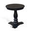 Table d'appoint Meni, plateau rond 22 po, piédestal sculpté, bois massif noir-117524207
