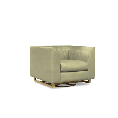 Fauteuil pivotant en cuir véritable touffeté de 41 po de large Remy
