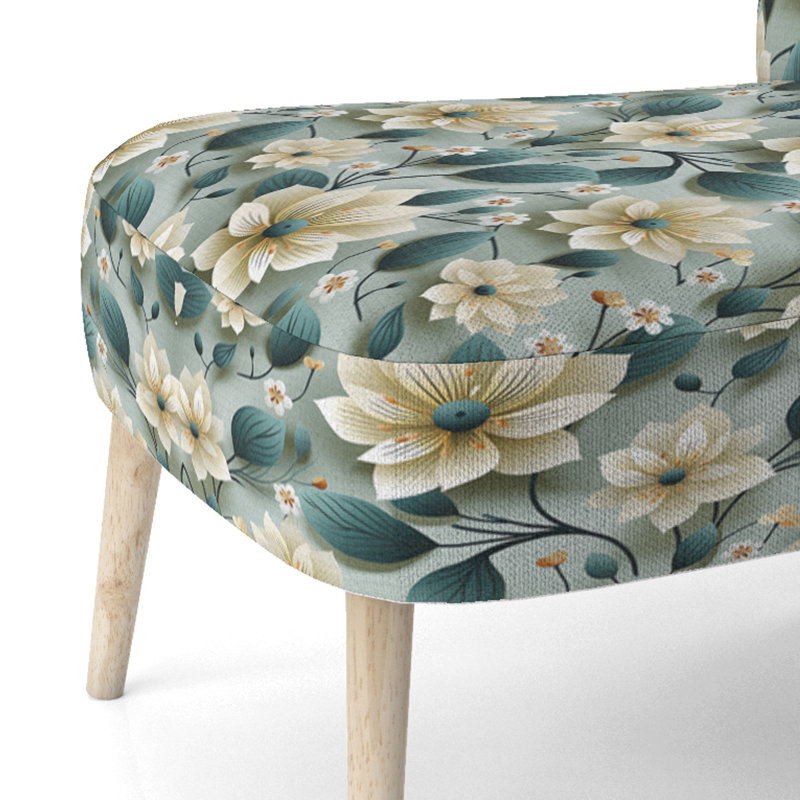 Chaise d'appoint rembourrée Teal & Ivory Coastal Elegance Floral