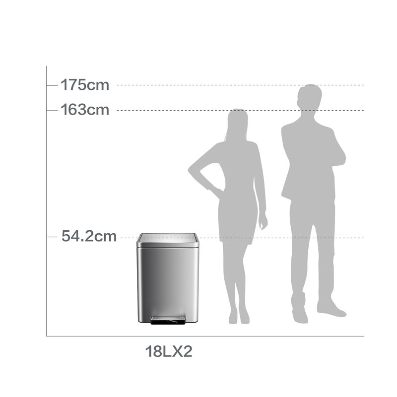 2 x 4,8 gallons / 36L poubelle à double compartiment avec poubelle de recyclage