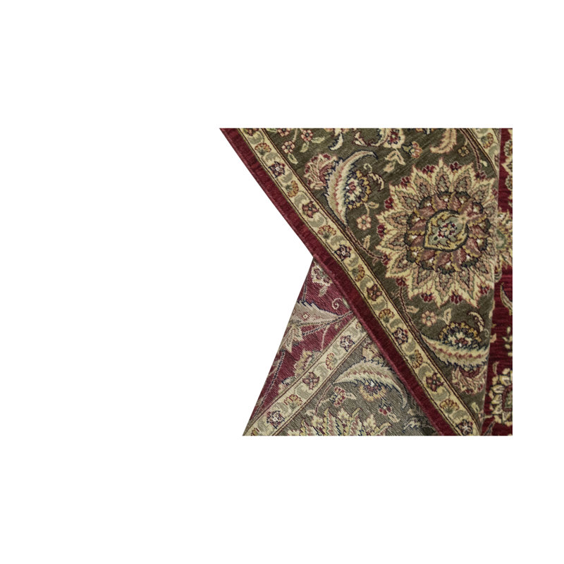 Tapis oriental en laine noué à la main Manchuria vin / vert / beige