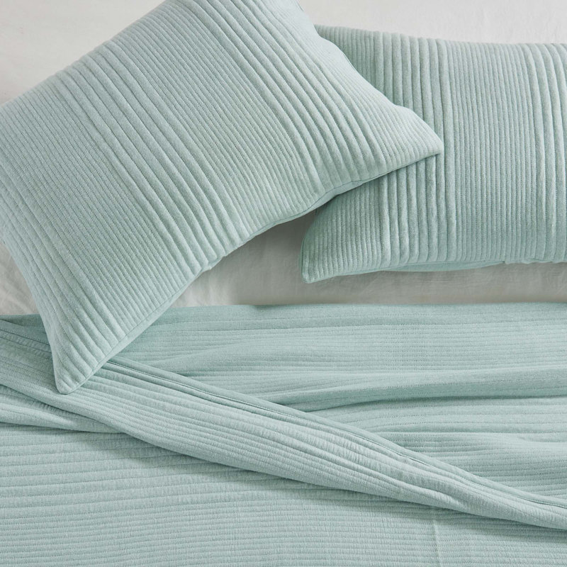 Heathered Seaglass Twin Cotton Jersey Knit Quilt Set