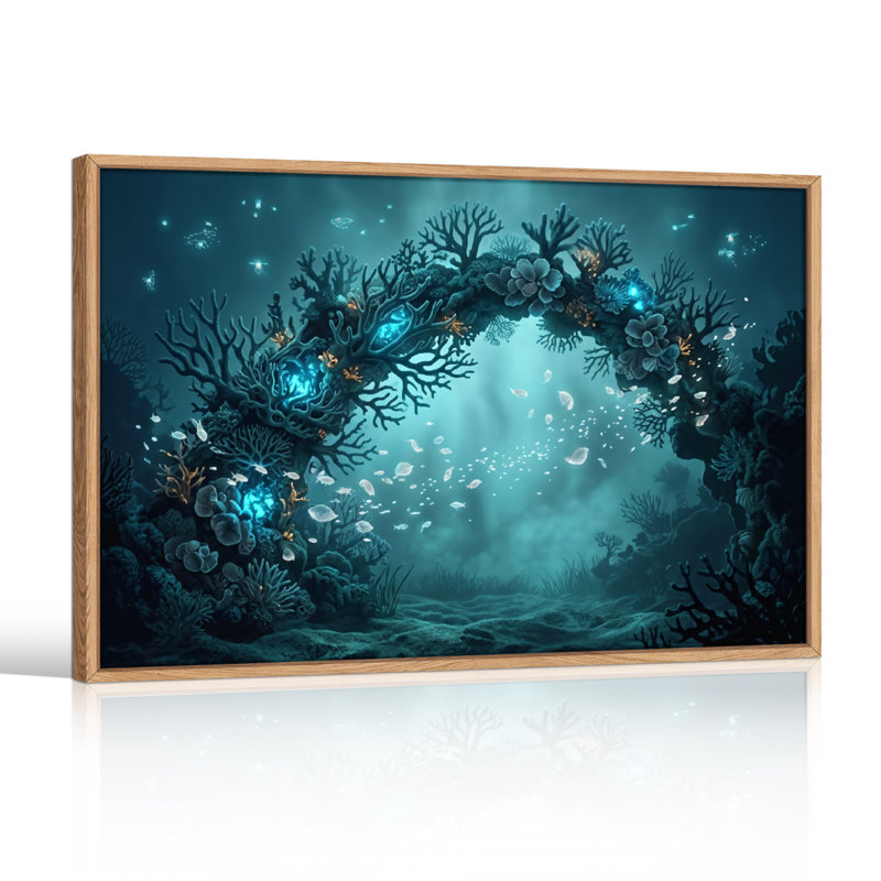 Ensemble de 1 tableau sur toile représentant une arche sous-marine, H 24 po x l 36 po, Natural