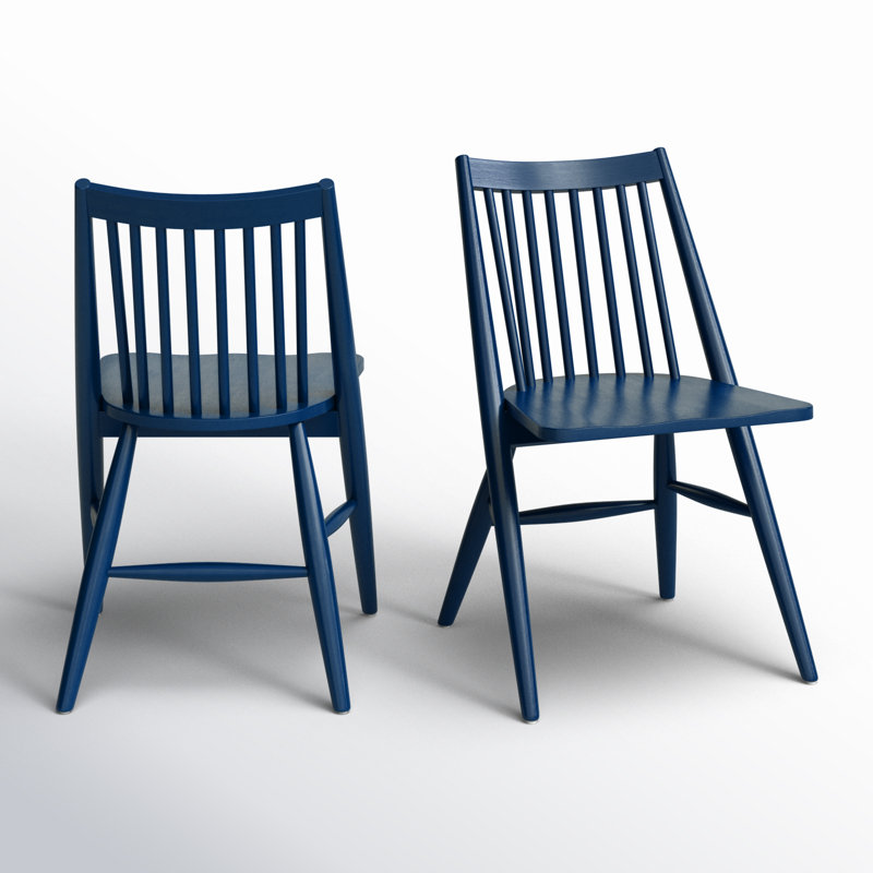 Kloss Solid Wood Slat Back Side Chair, Navy