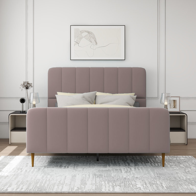 Lit plateforme tapissier Sarosh, Grand, Mauve