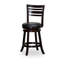 Chaise pivotante à hauteur de comptoir de 24 po, finition, siège en cuir noir - Rehaussez votre tabouret avec dossier à lattes et pivotant, attrayant et fonctionnel