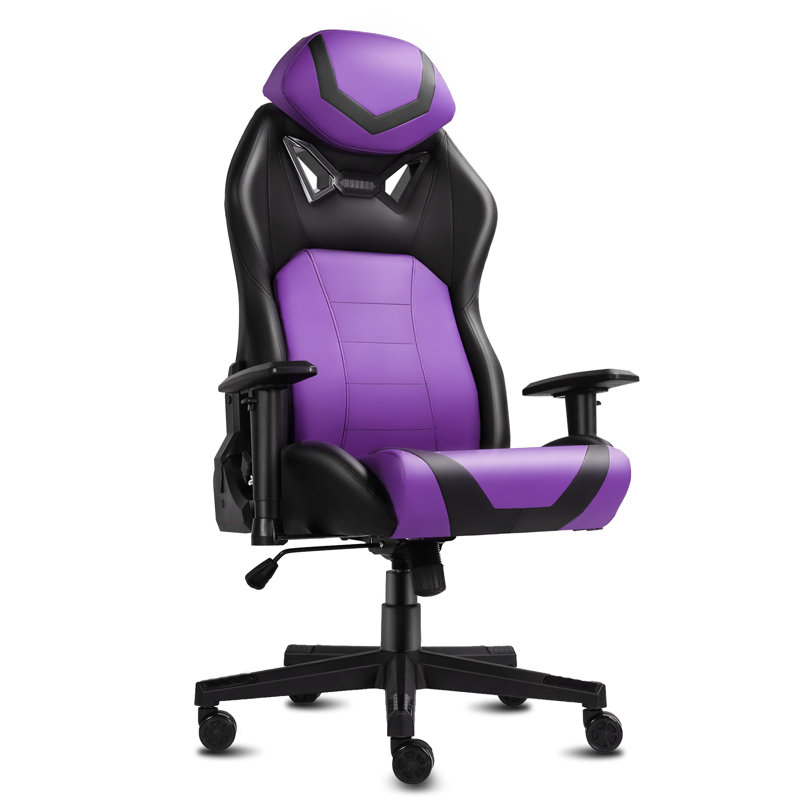 Inbox Zero Adjustable Ergonomic Swiveling PC & Racing Game Chair, Purple/Black