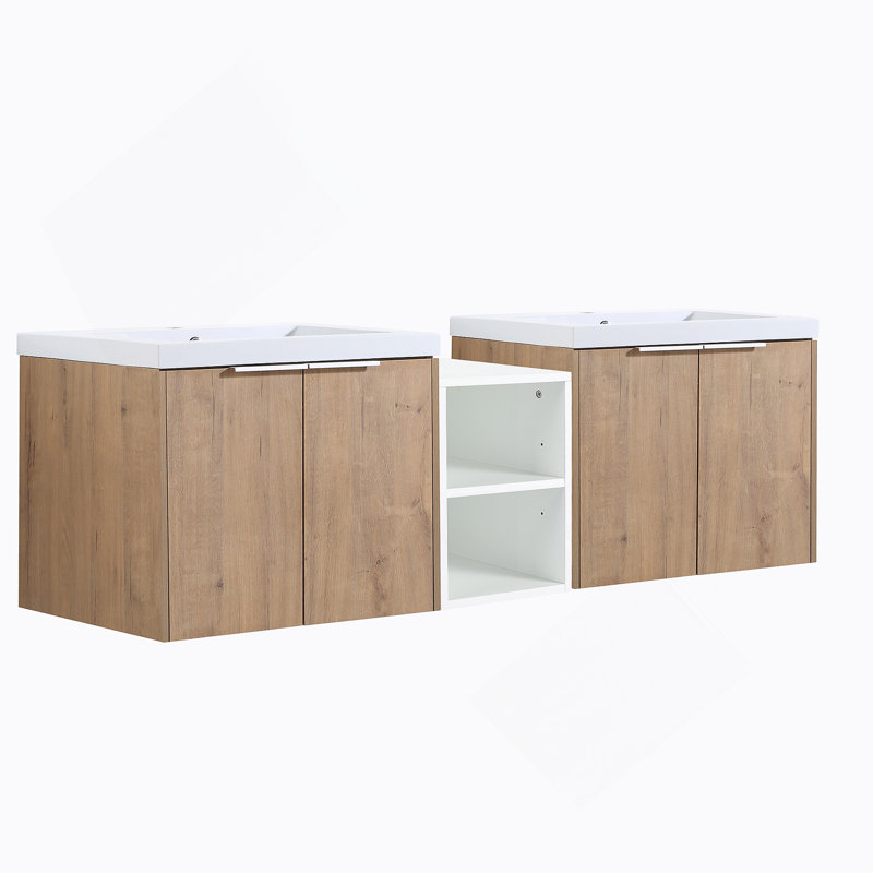 Meuble-lavabo à fermeture en douceur 60 po avec lavabo, Imitation chêne, 60"