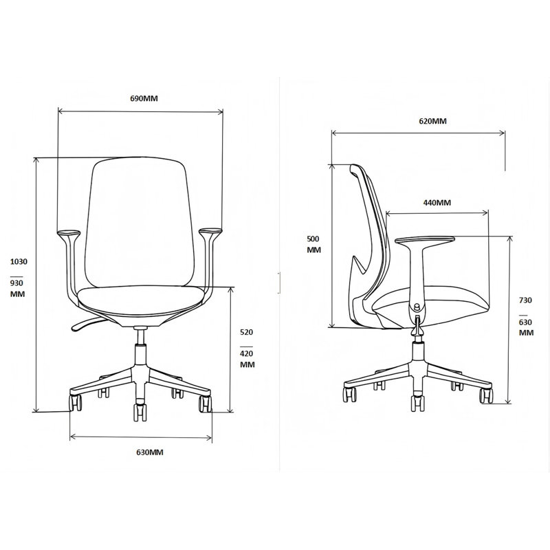 Grande et haute chaise de bureau 500 lb