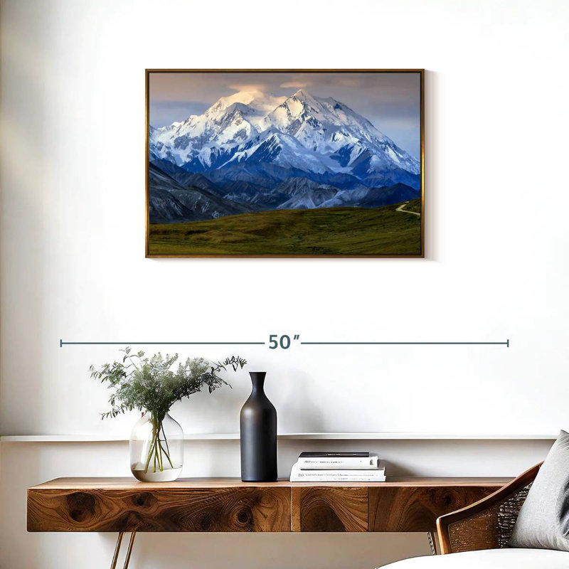 Denali en Alaska, Cadre flottant doré, 46 po x 31 po