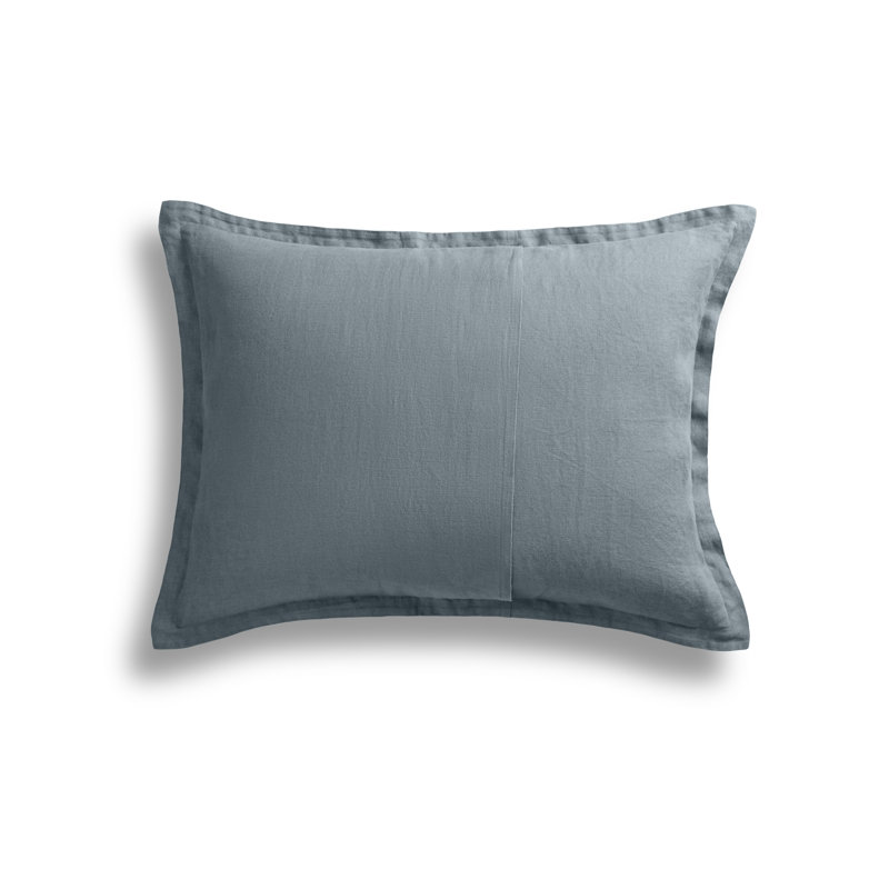 Stone Washed Linen Duvet Cover, Queen Duvet Cover + 2 Queen Shams, Gray Blue