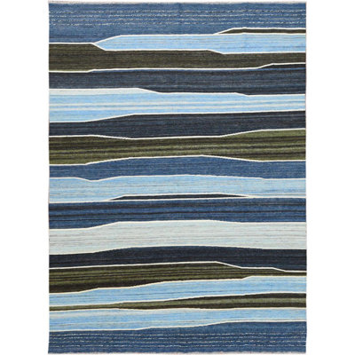 Farant One-of-a-Kind Rectangle 6'3" X 8'9" New Age Wool Area Rug in Blue