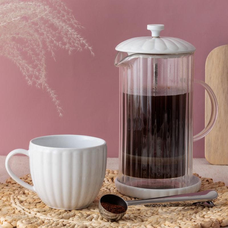 Luxe Cafetiere/French Press White 1L, White