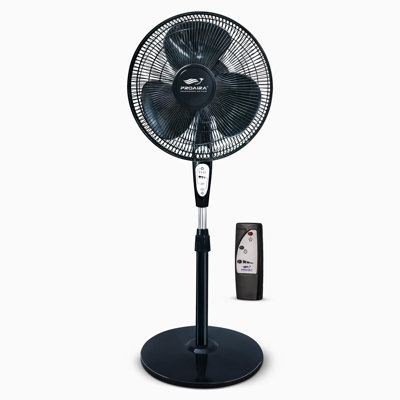 Ventilateur à piédestal oscillant 18 po Proaira, noir avec télécommande