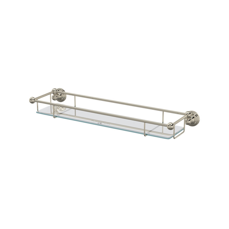Edwardian™ 22" Wall Mount Tempered Glass Vanity Shelf, Polished Nickel