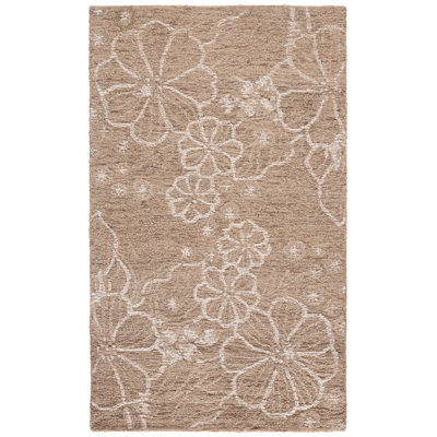 Tapis en laine / coton touffeté à la main Lyanne en ivoire / beige