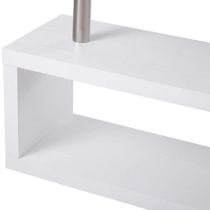 360? Rotating White L-Shaped Corner Computer Desk with 3-Tier Storage Shelves