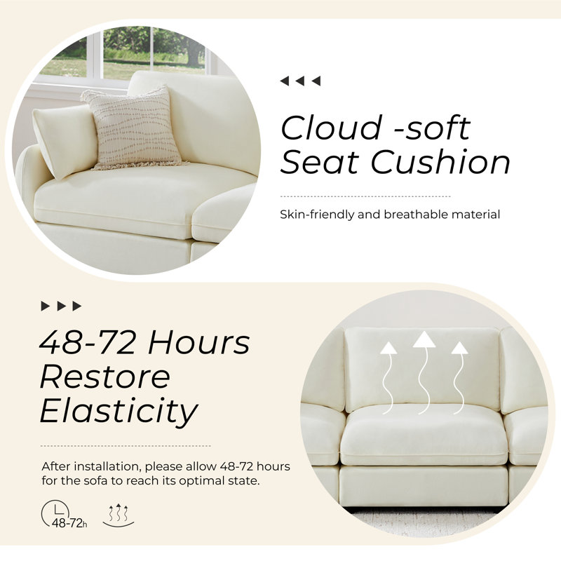 78" Modern Upholstered Sofa, Linen