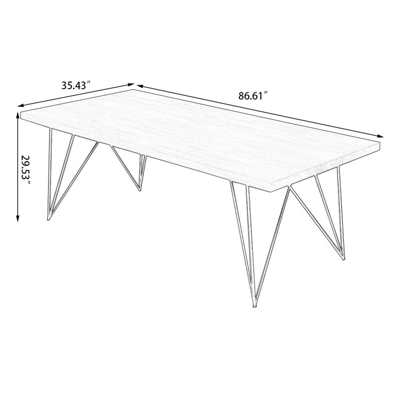 55" Walnut Rectangular Solid Wood desks, 29.53" H x 86.61" W x 35.43" D