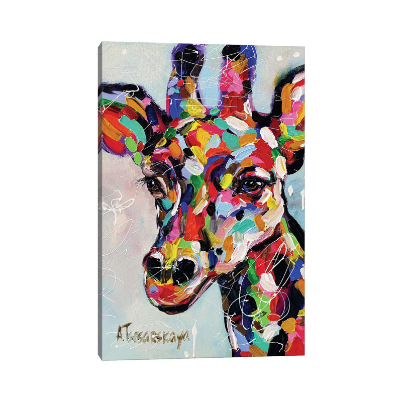 Giraffe Portrait by Aliaksandra Tsesarskaya - Gallery-Wrapped Canvas Giclée on Canvas, 20.32 cm H x 30.48 cm W