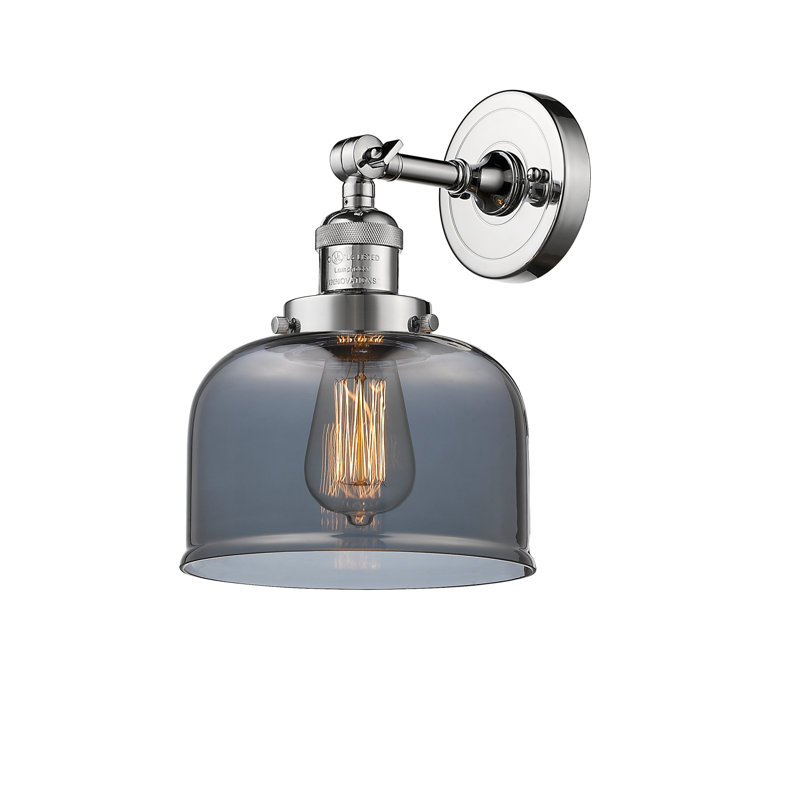 Handley Glass Semi Flush Mount, Polished Chrome, No Bulb Included, Plated Smoked