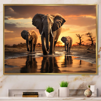 «Elephant Shadows Of Serenity II», art mural sur toile