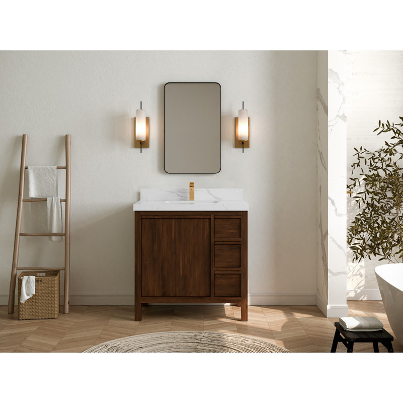 Meuble-lavabo simple l 36 po x P 22 po, Calacatta Laza
