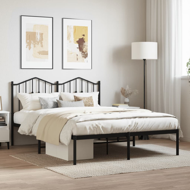Affton Metal Bed, Black, Kingsize (5')