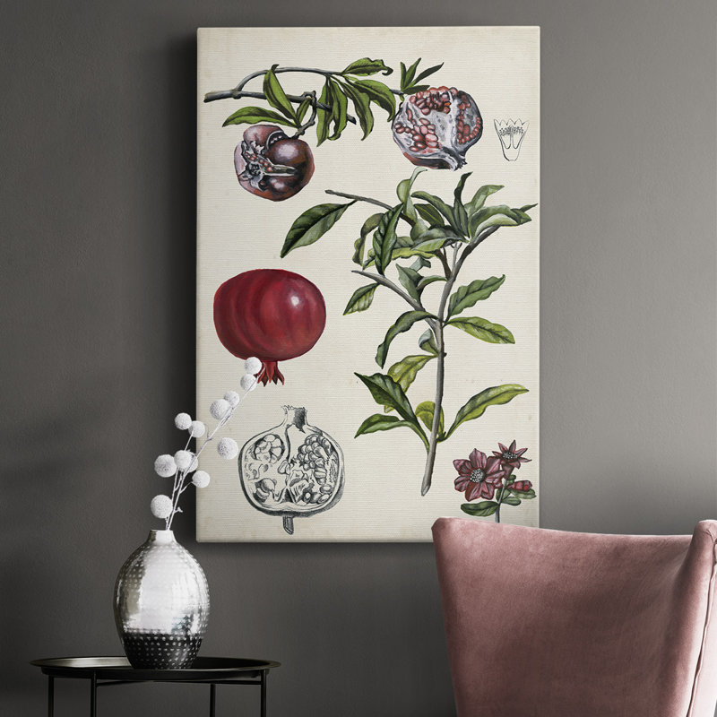 «Pomegranate Composition I», peinture sur toile tendue, H 18 po x l 12 po x P 1 po
