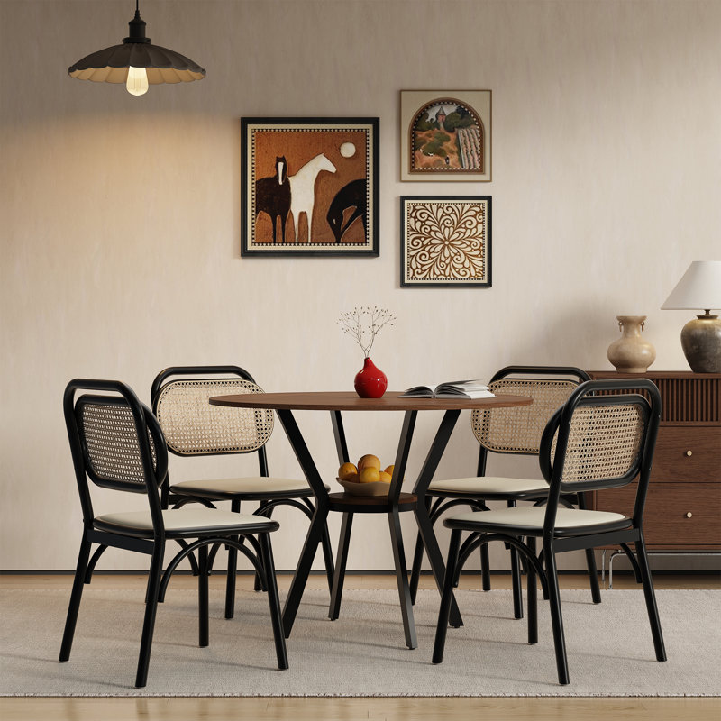 4 pièces 31,49 pouces table basse ronde avec table de rangement pour 2 ou 3 tablettes, Walnut