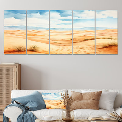 Paysage désertique de dunes de sable en Afrique I - Désert, ensemble d'art mural 5 pièces