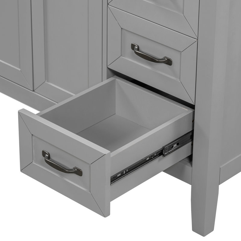 Meuble-lavabo 36 po sans lavabo, base d'armoire seulement, armoire de salle de bain avec tiroirs, structure solide et panneau en bois aggloméré