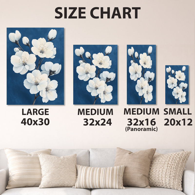 Impression sur métal Indigo Spring Bloom - Fleurs de cerisier, H 20 po x l 12 po