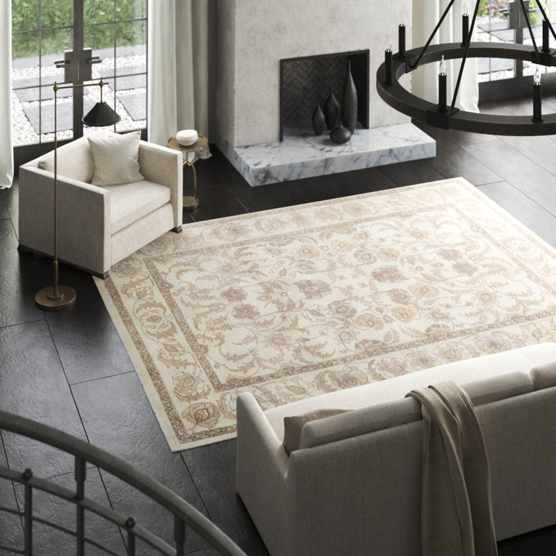Hand-Knotted High-Quality Beige Area Rug