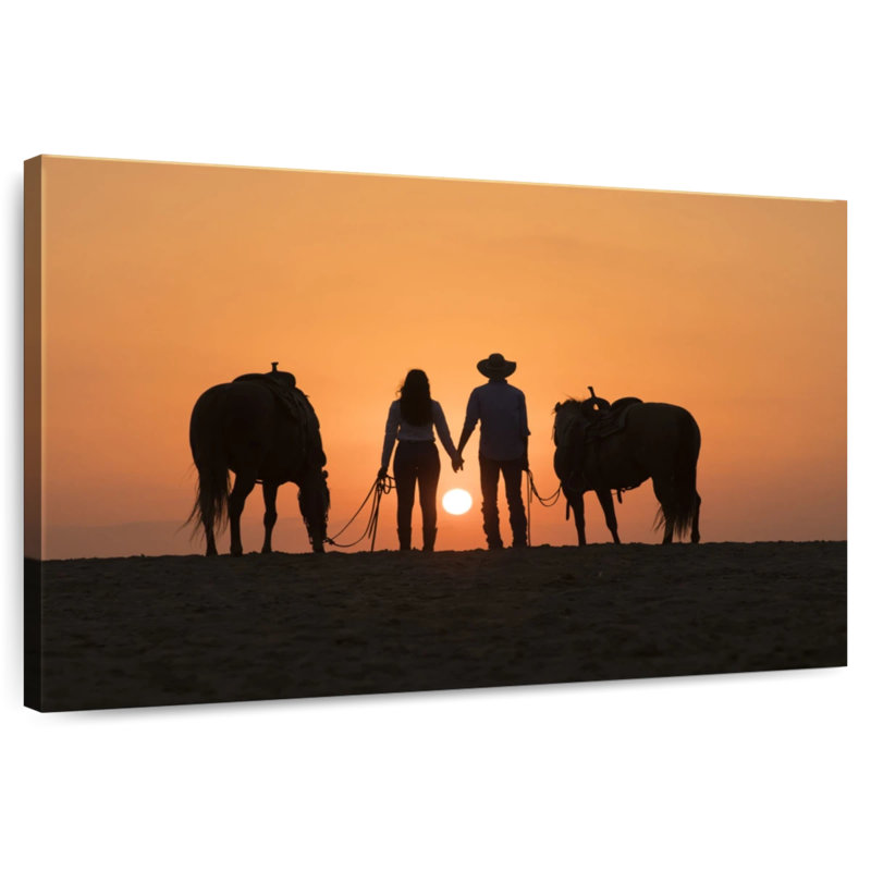 Couple de cowboys Hardie, H 34 po x l 51 po