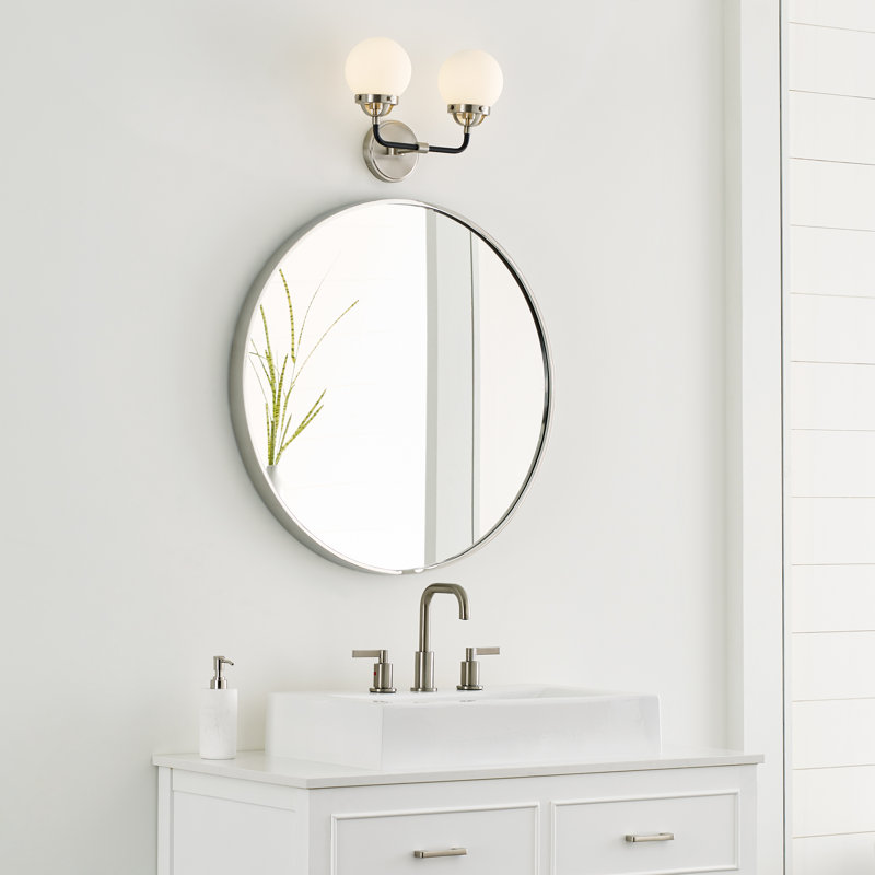 Newport 2-Light Steel Vanity Light, No , Brushed Nickel